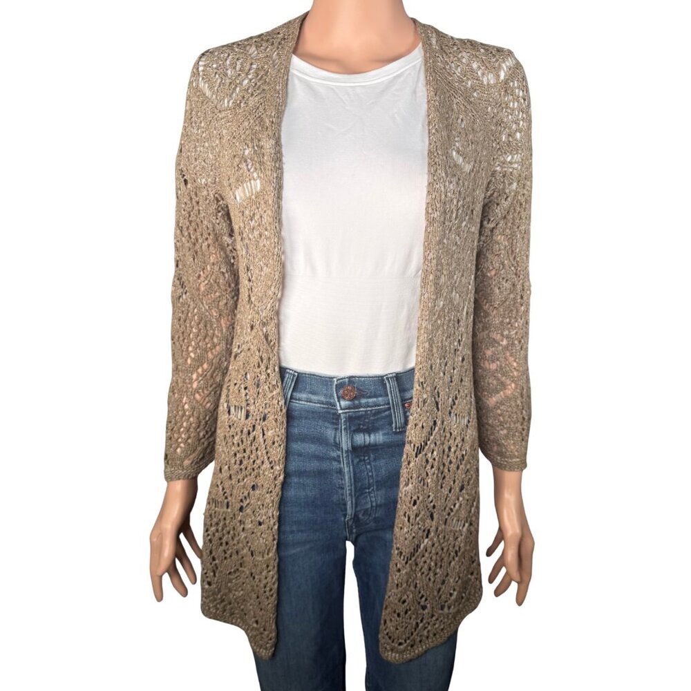 Coldwater‎ Creek Brown Open Knit Cardigan Size L